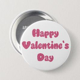 Happy Valentine's Day Glitter Button Knapp