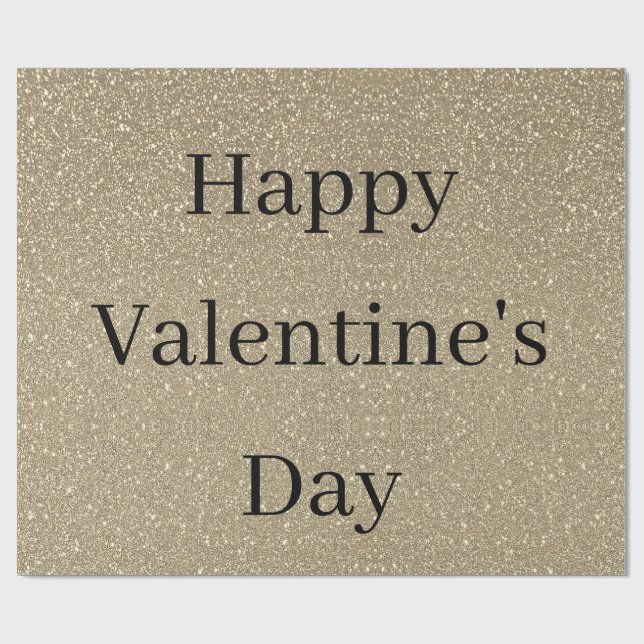Happy Valentine's Day Glittery Gold Black Custom Presentpapper (Platt)