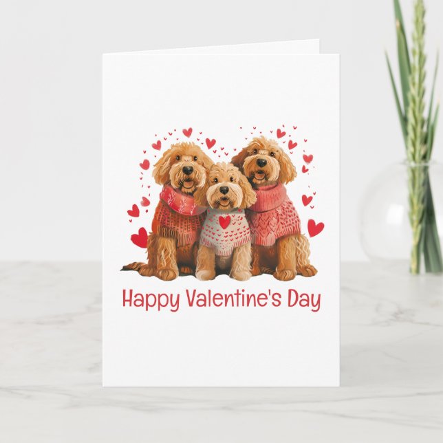 Happy Valentines Day Goldendoodle Dogs Kort (Framsida)