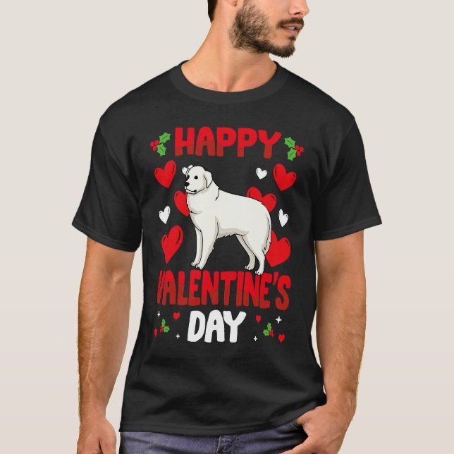 Happy Valentines Day Great Pyrenees Heart Love Ani T Shirt (Framsida)