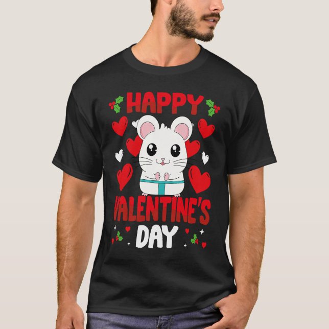 Happy Valentines Day Hamster Heart Love Animal T Shirt (Framsida)