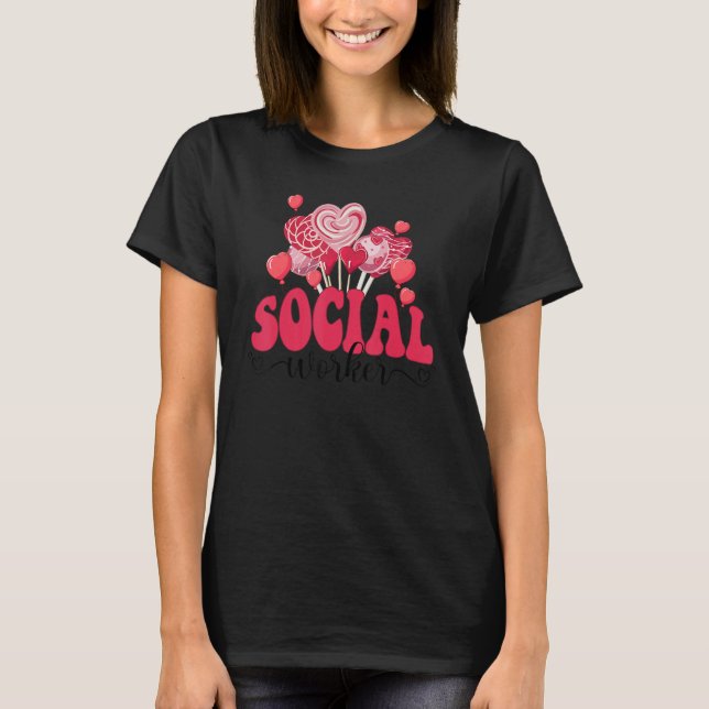 Happy Valentines Day Heart Lollipop Funny Social W T Shirt (Framsida)