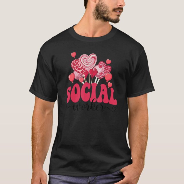 Happy Valentines Day Heart Lollipop Funny Social W T Shirt (Framsida)