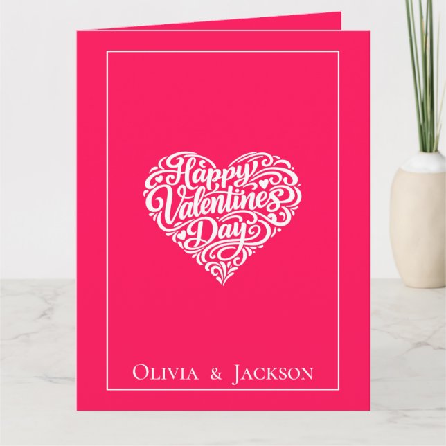 Happy Valentines Day Heart Shape Greeting Card Kort (Framsida)