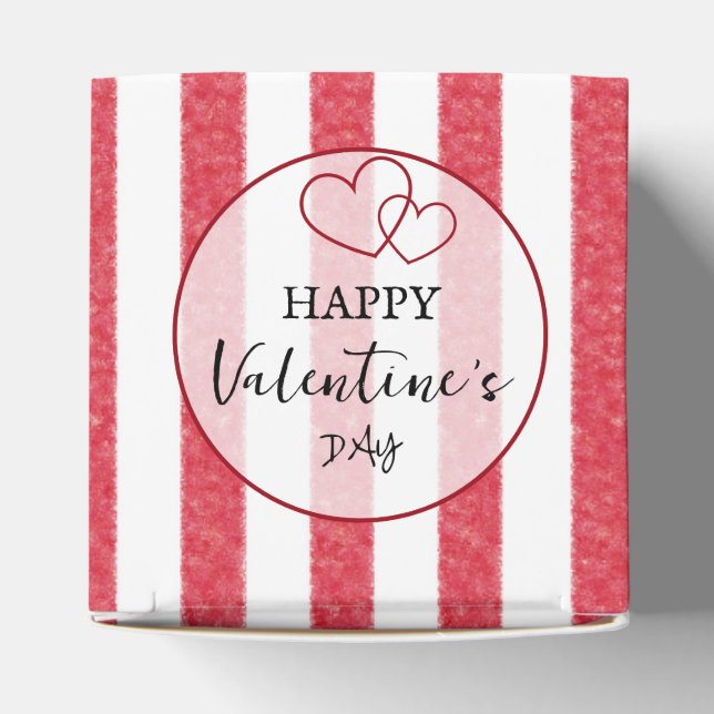 Happy Valentine's Day Heart Stripes Favor Box Presentaskar (Överdel)