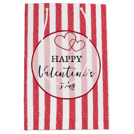 Happy Valentine's Day Heart Stripes Gift Bag