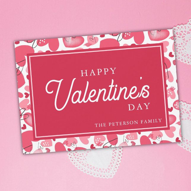 Happy Valentine's Day Heart Valentines   Julkort (Pink Heart Happy Valentines Day Valentines Card)