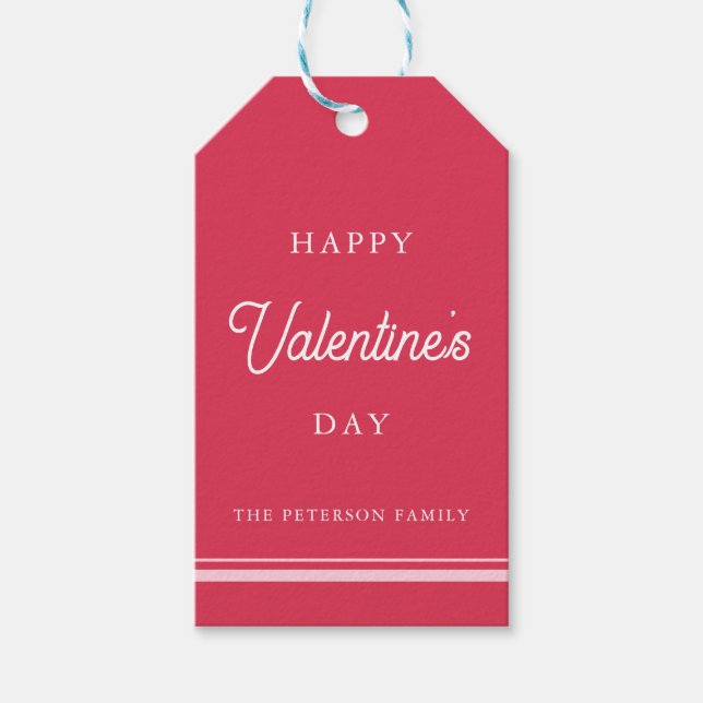 Happy Valentine's Day Heart Valentines   Presentetikett (Framsidan)