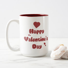 Happy Valentine's Day Hearts Cute Två-Tonad Mugg
