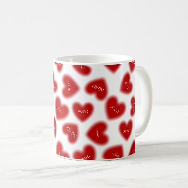 Happy Valentines Day Hugs and Kisses Modern  Kaffemugg (Framsida höger)