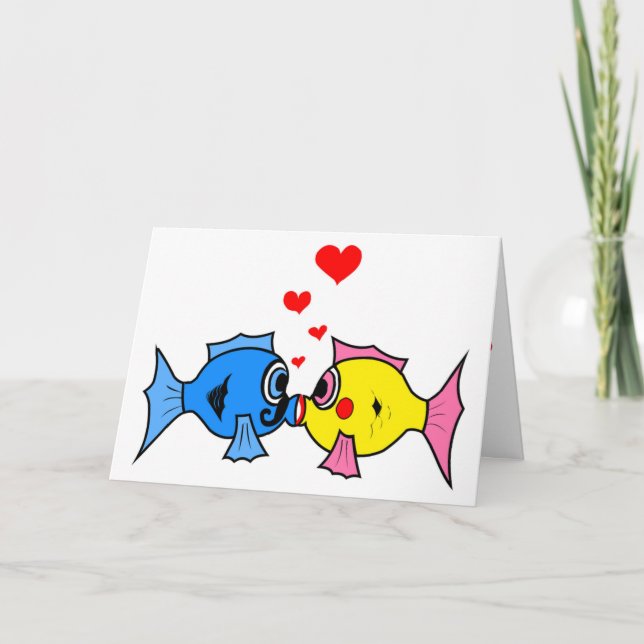 "HAPPY VALENTINE'S DAY" KISSING FISH HELGKORT (Framsida)