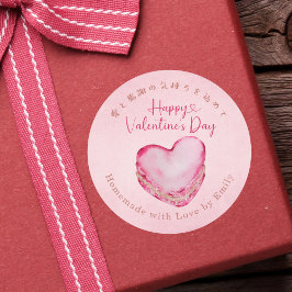 Happy Valentines Day Kraft Paper Pink Macaron Runt Klistermärke