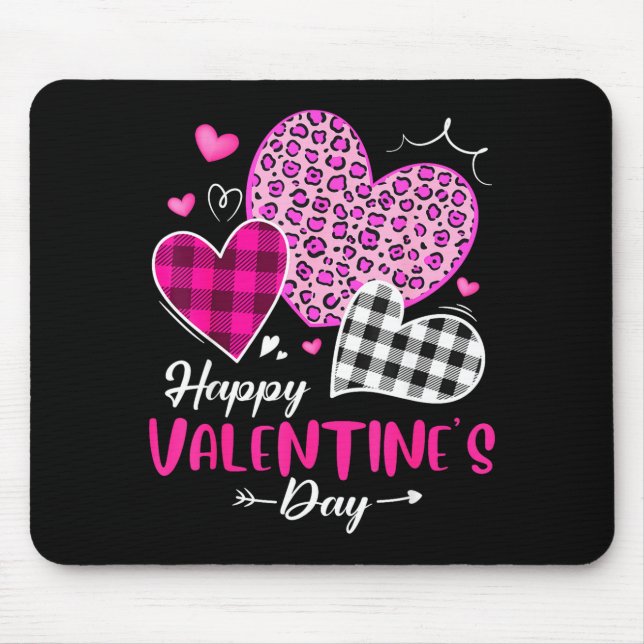 Happy Valentine's Day Leopard And Plaid Hearts Gir Musmatta (Framsidan)