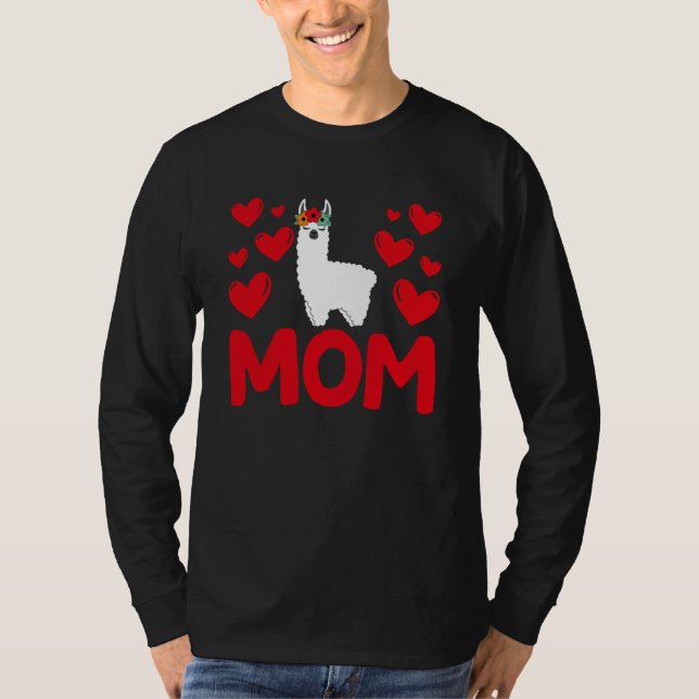Happy Valentine's Day Llama Mom Mothers Day Valent T Shirt (Framsida)