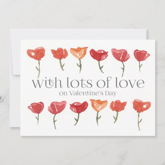 Happy Valentine's Day Lots of Love Flowers Julkort (Framsida)