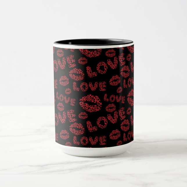 Happy Valentine's Day Love Elegant Red &Black Mugg (Center)