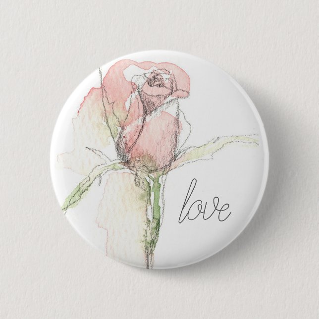 Happy Valentine's Day Love Pink Rosebud Knapp (Framsida)