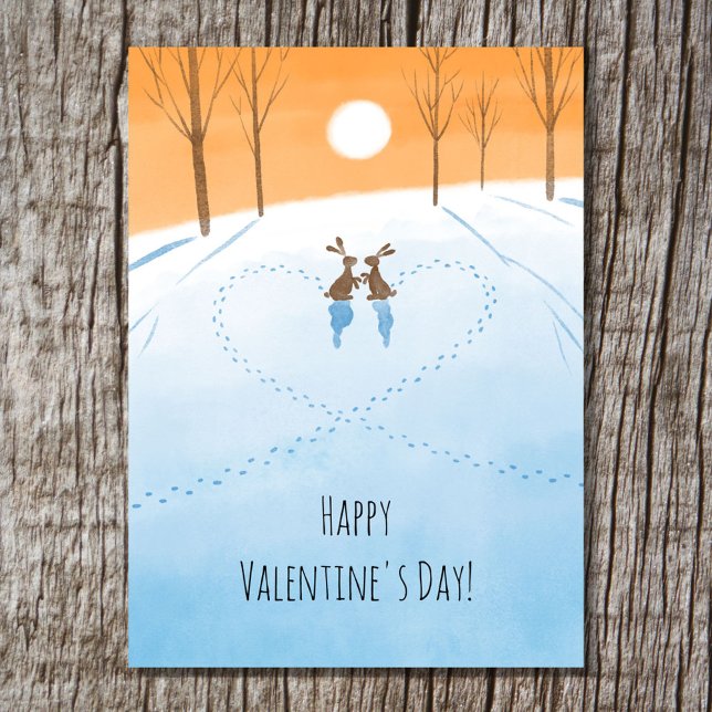 Happy Valentine's Day Lover Bunny Watercolor Heart Julkort (Skapare uppladdad)