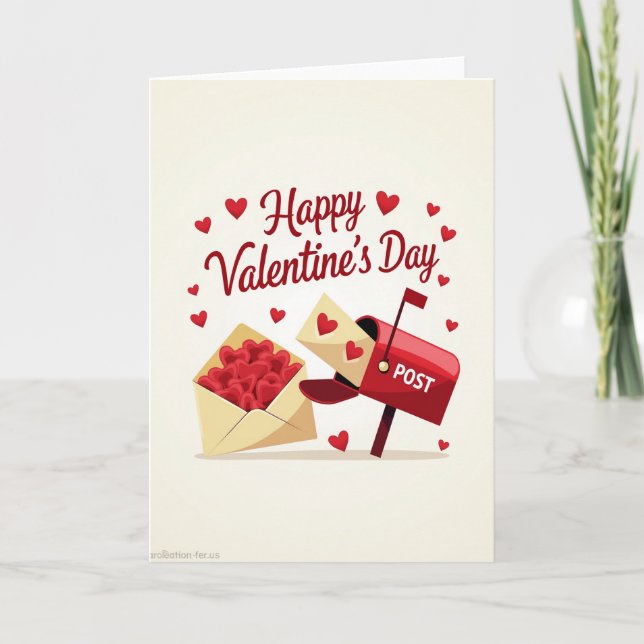 Happy Valentines Day Mailbox Card Kort (Framsida)