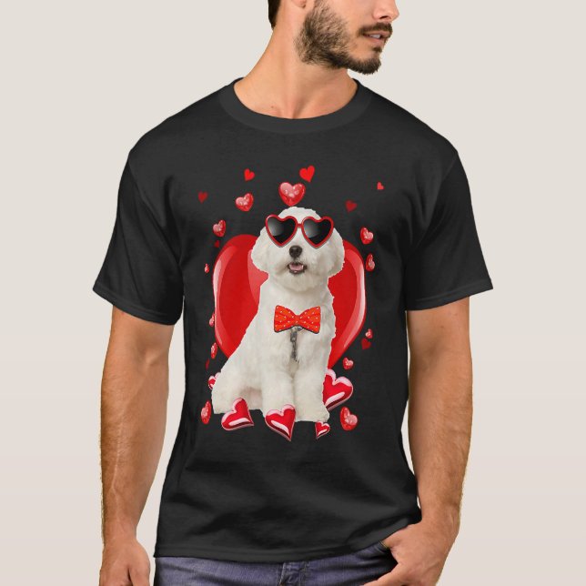 Happy Valentines Day Maltese   Dog  V Day T Shirt (Framsida)