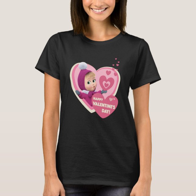 Happy Valentine's Day Masha and the Bear  1 T Shirt (Framsida)