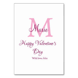 Happy valentine's day monogram pink name love girl bordsnummer