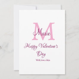 Happy valentine's day monogram pink name love girl inbjudningar