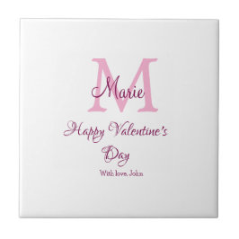 Happy valentine's day monogram pink name love girl kakelplatta