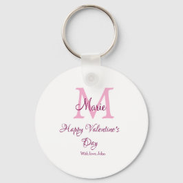 Happy valentine's day monogram pink name love girl nyckelring