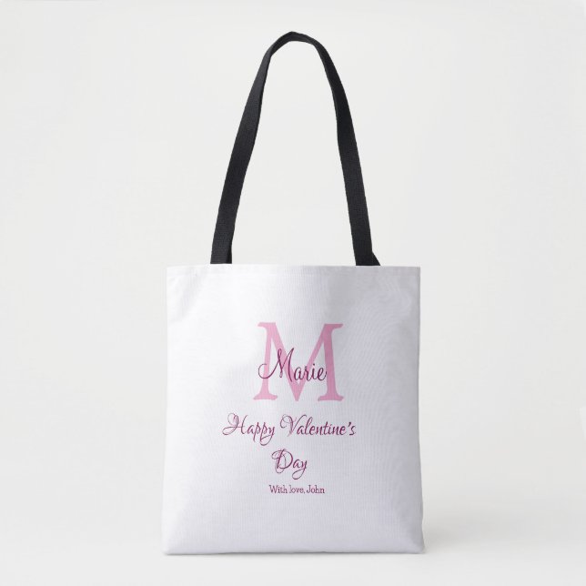 Happy valentine's day monogram pink name love girl tygkasse (Framsida)