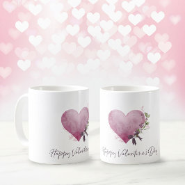 Happy Valentine's Day Mug With Floral Heart Kaffemugg