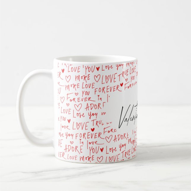 Happy Valentine's Day-mugg – Romantiskt kaffe och  Kaffemugg (Vänster)