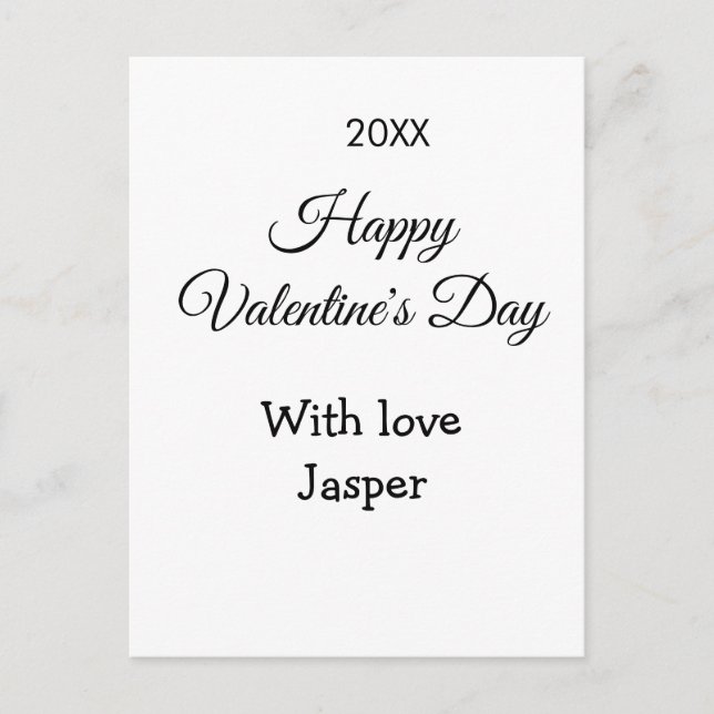 Happy Valentine's day name love simple year stylis Vykort (Framsida)