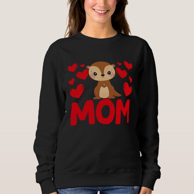 Happy Valentine's Day Otter Mom Mothers Day Valent T Shirt (Framsida)