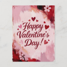 Happy Valentine's Day! Painted Brush Strokes Helg Vykort