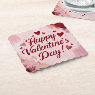 Happy Valentine's Day! Painted Brush Strokes Underlägg Papper