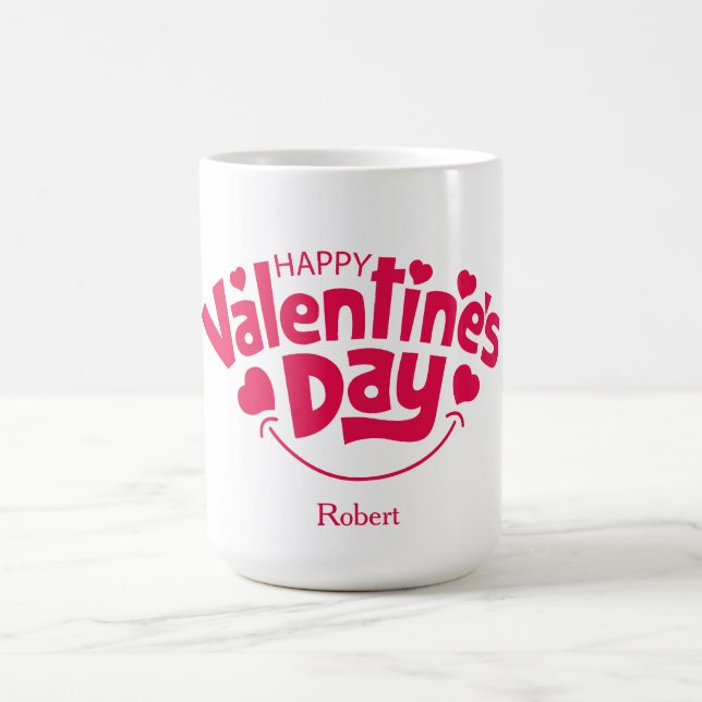 Happy Valentine's day Personalized name Magisk Mugg (Center)