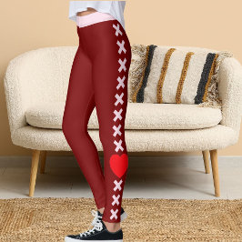 Happy Valentine's Day Pet Lovers Red Personalized Leggings
