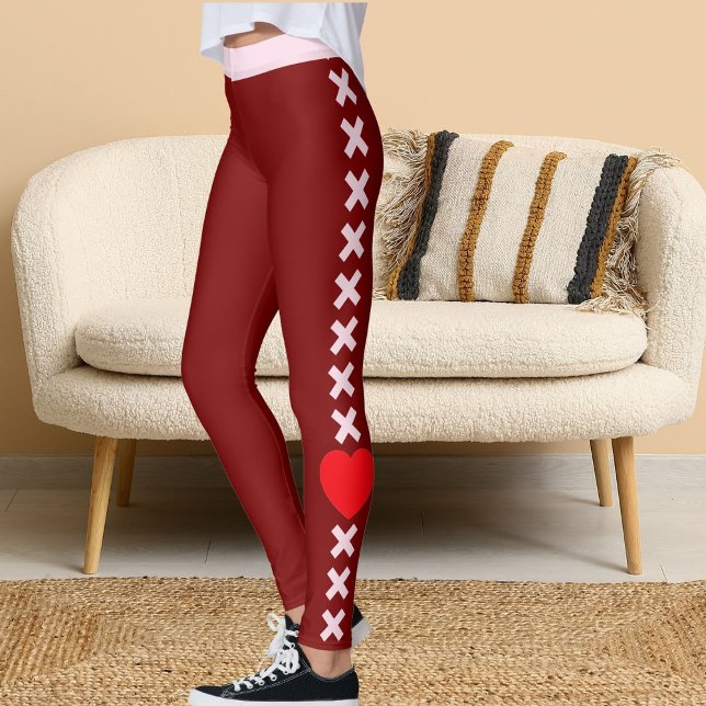 Happy Valentine's Day Pet Lovers Red Personalized Leggings (Skapare uppladdad)