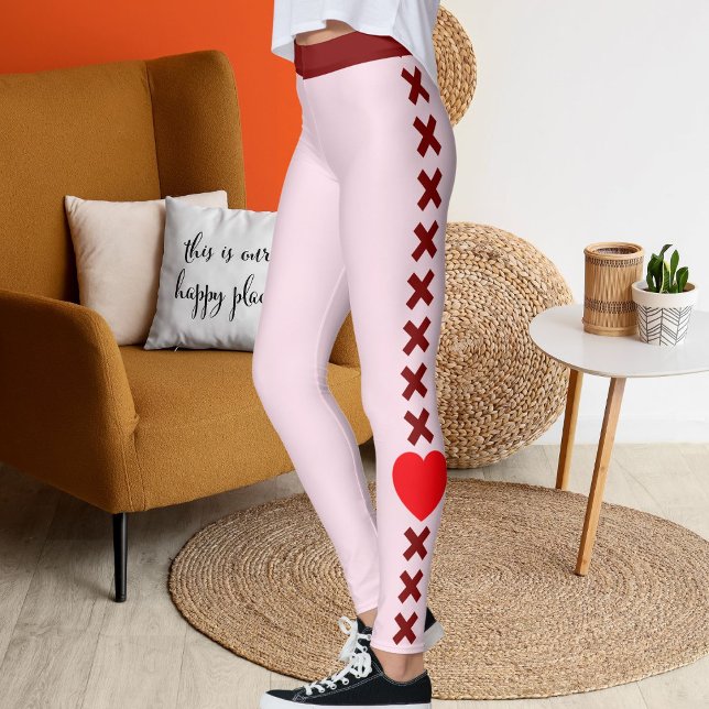 Happy Valentine's Day Pet Lovers Red Personalized Leggings (Skapare uppladdad)