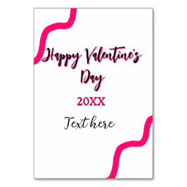 Happy Valentine's day pink black spiral bold lette Bordsnummer