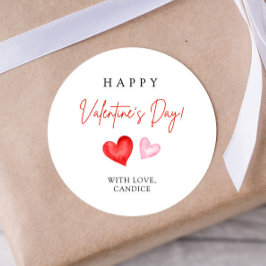 Happy Valentine's Day Pink & Red Hearts Runt Klistermärke