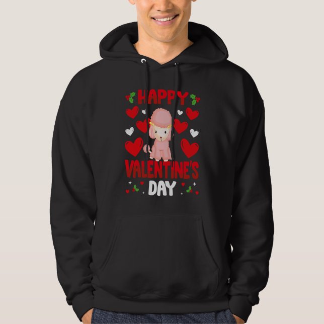 Happy Valentines Day Poodle Heart Love Animal   1 Hoodie (Framsida)