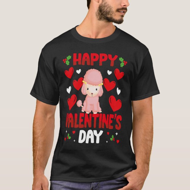 Happy Valentines Day Poodle Heart Love Animal   1 T Shirt (Framsida)