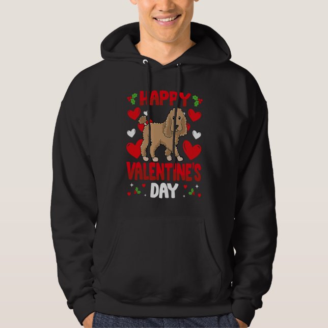 Happy Valentines Day Poodle Heart Love Animal Hoodie (Framsida)