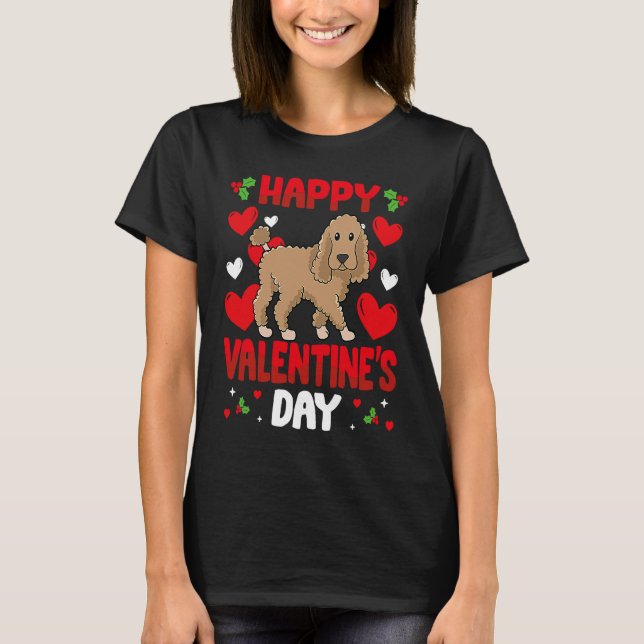 Happy Valentines Day Poodle Heart Love Animal T Shirt (Framsida)