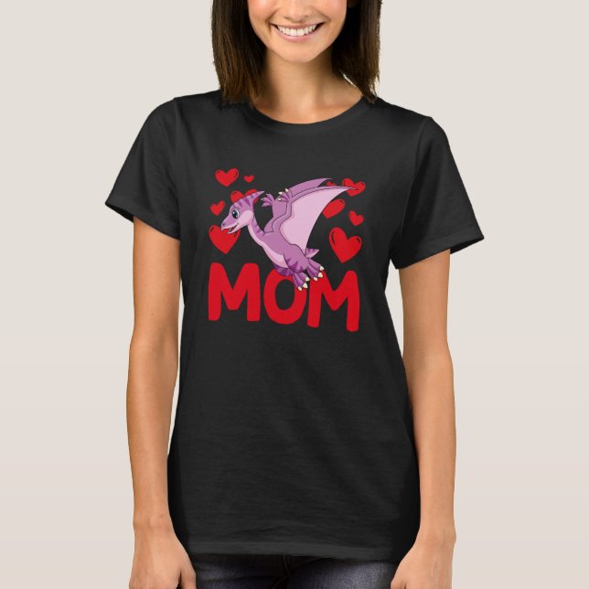 Happy Valentine's Day Pterodactyl Mom Mothers Day  T Shirt (Framsida)