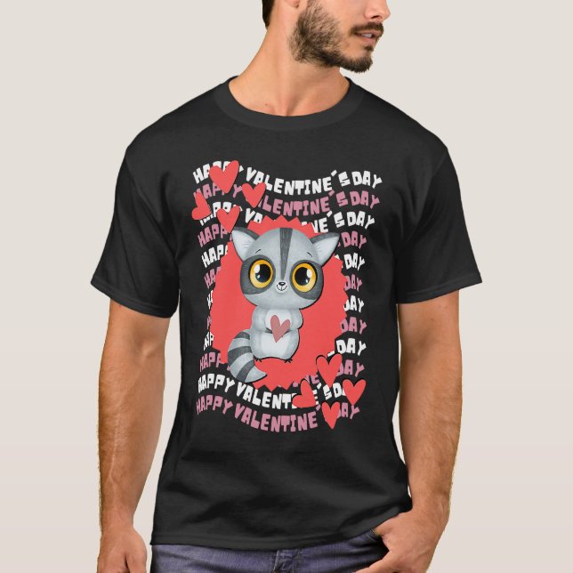 Happy Valentine's Day Raccoon Valentine Teacher Va T Shirt (Framsida)