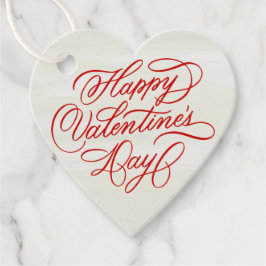 Happy Valentines Day Red Calligraphy Design  Gåvor Etiketter