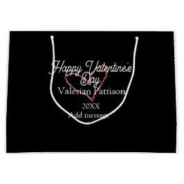 Happy Valentine's day red glitter heart black name